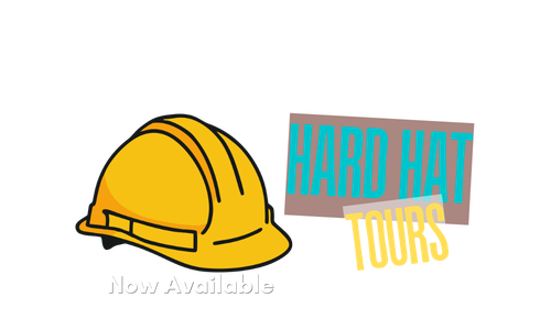 Hard hat tours now available; helmet and vest icons.